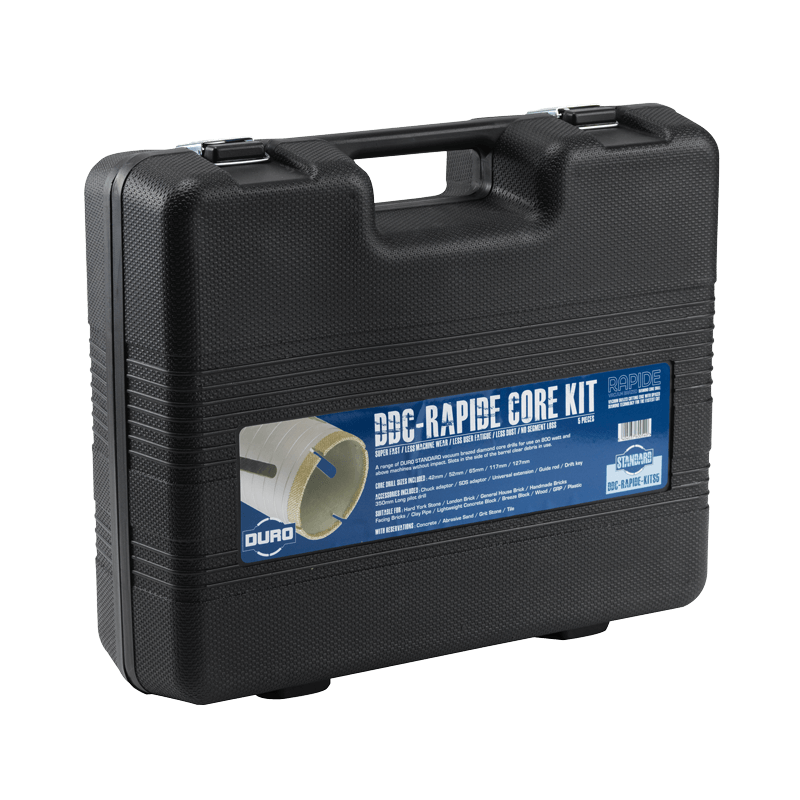 DDC-RAPIDE-KITS5 Vacuum Brazed Lightweight Dry Diamond Core Drill Kit in Plastic Carry Case