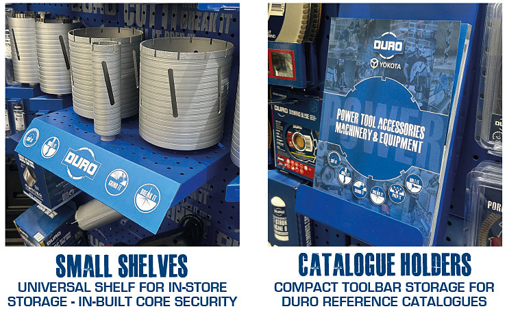 DURO in-store small shelves & catalogue holders